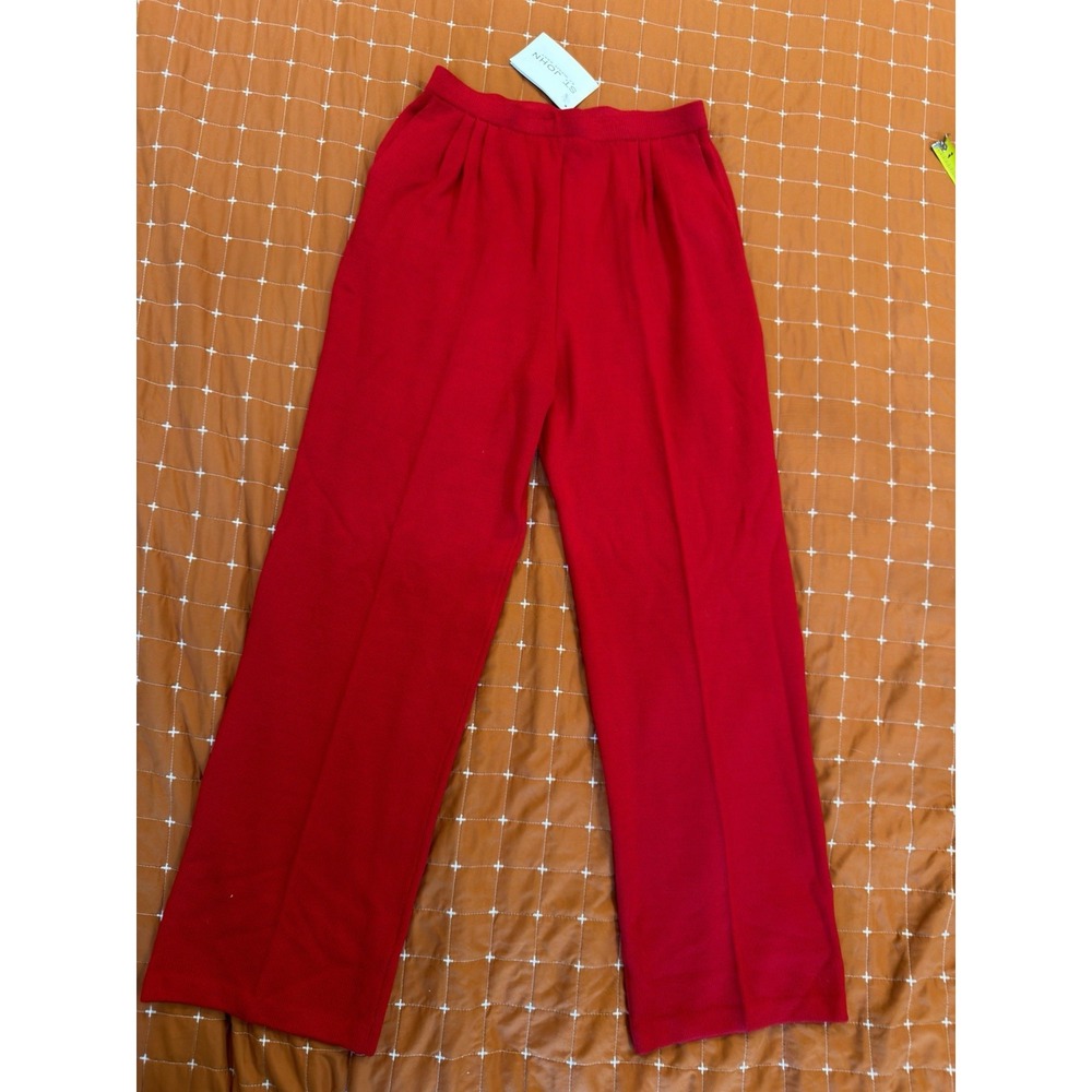 NWT St John Collection Russian Red Santana Knit Wool Pants 12 $244.55 Tag